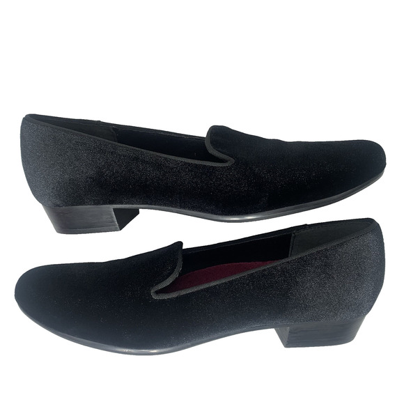 MUNRO Cerise Smoking Slipper Loafer 8.5 N Black Velvet Slip-On Comfort Flats NIB - Picture 5 of 14